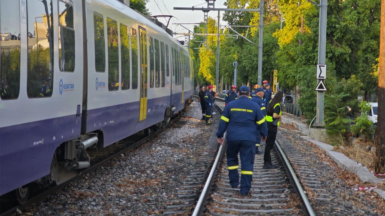 Firefighters and rescue workers at the site where a Hellenic Train service struck and killed a man near Konstantinoupoleos Street in central Athens, Greece, September 5, 2025. (Photo via Eurokinissi)