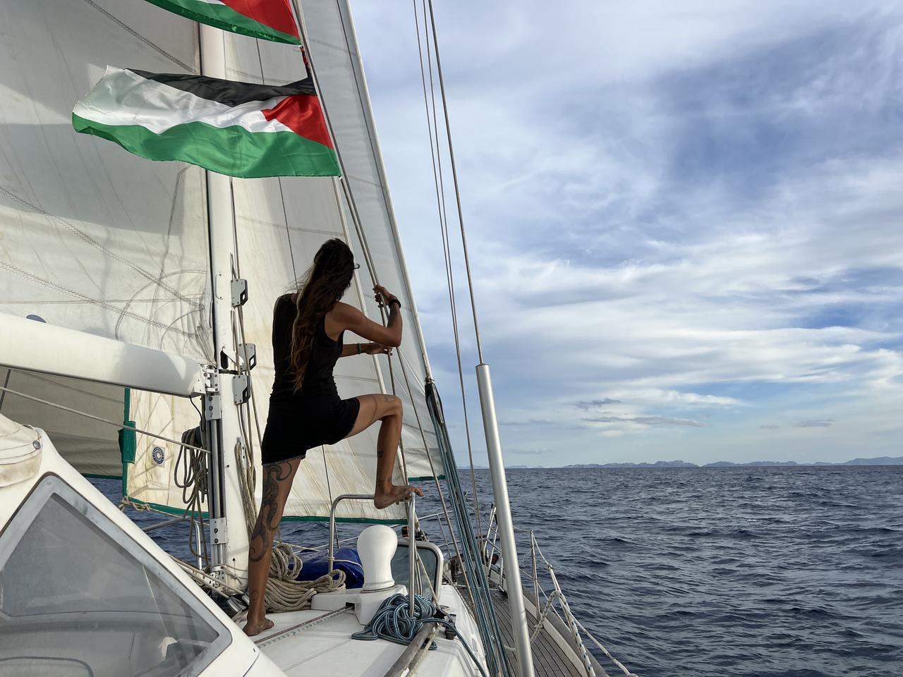 A flotilla carrying activists and humanitarian aid to Gaza sails at Sea on September 2, 2025. (AA Photo)