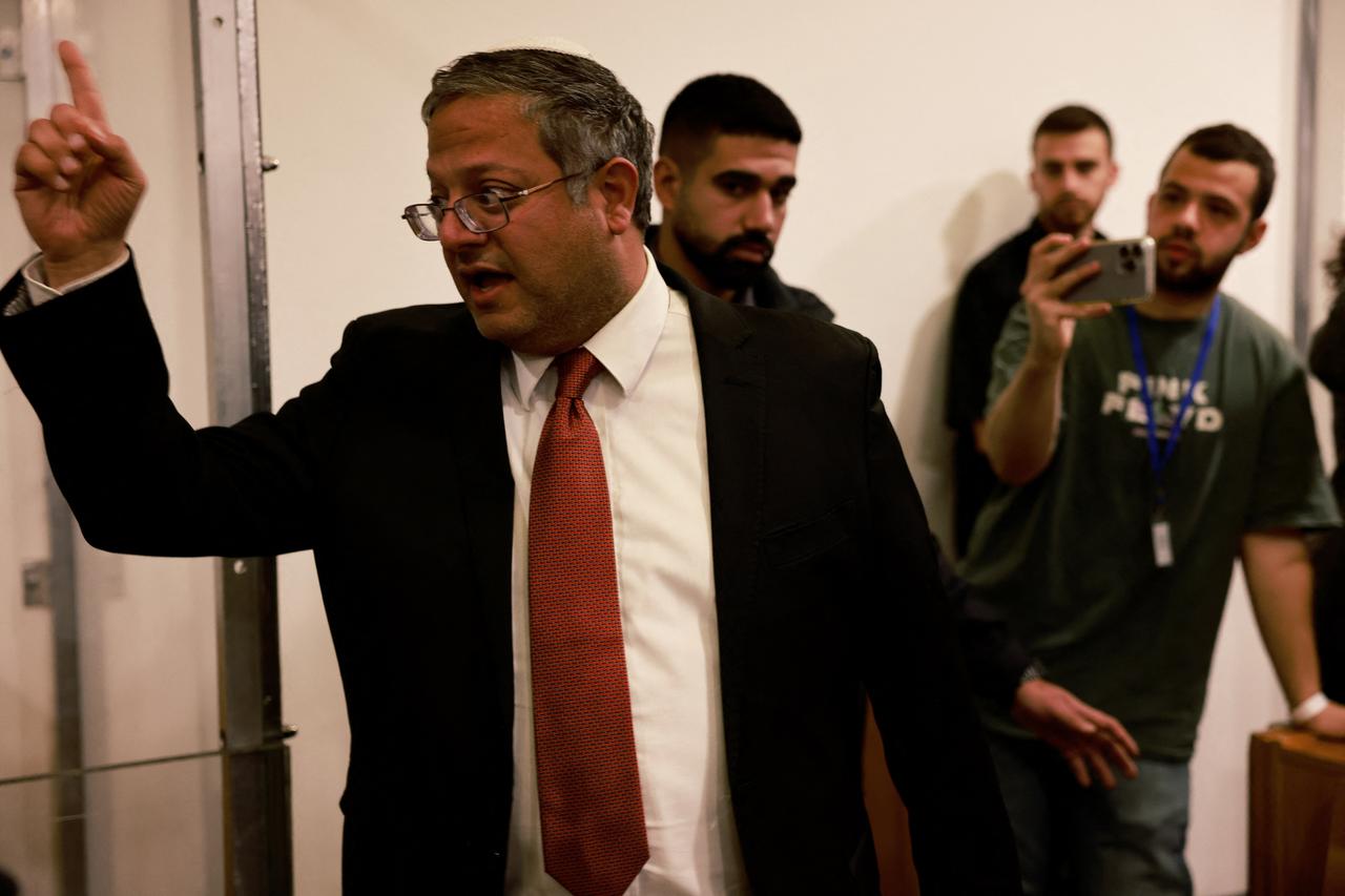 Israels far-right National Security Minister Itamar Ben Gvir enters the district courtroom in Tel Aviv, December 10, 2024. (AFP Photo)