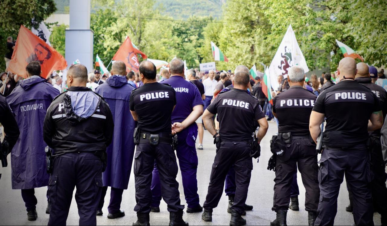 Protesters gather outside VMZ, Bulgaria’s biggest arms factory in Sopot, opposing the visit of European Commission President Ursula von der Leyen, Sopot, Bulgaria, August 31, 2025. (AA Photo)
