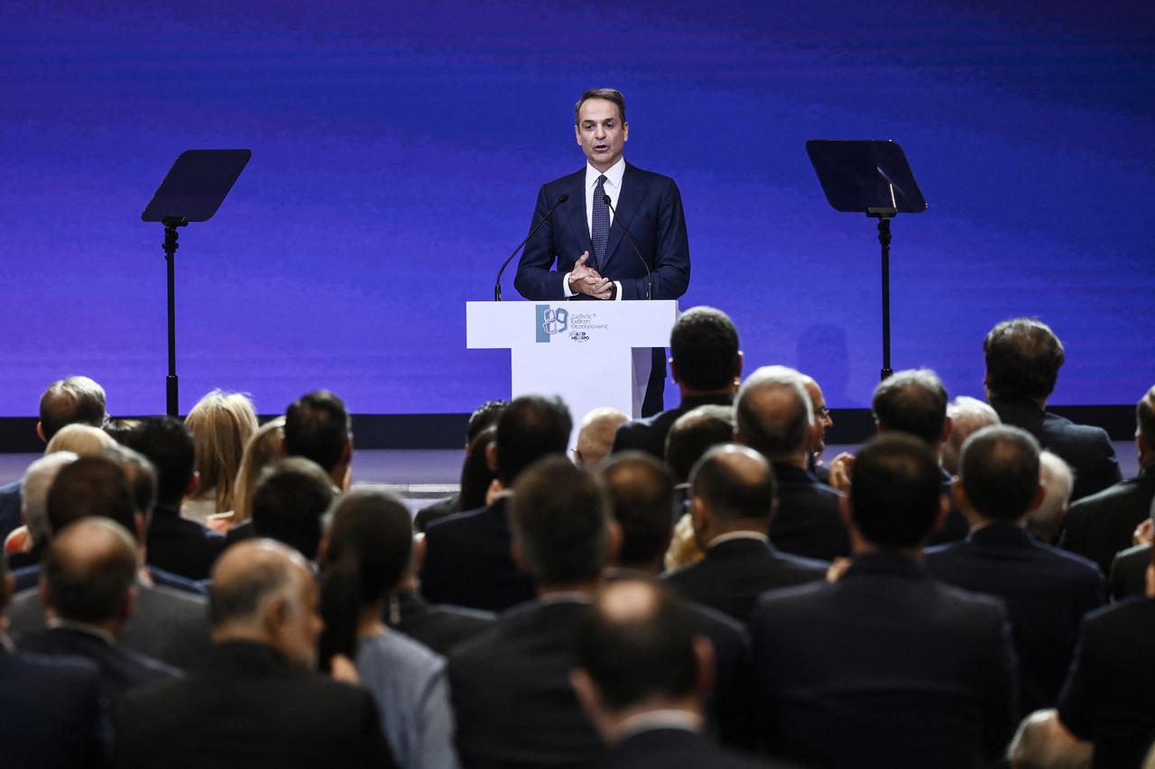 Greek Prime Minister Kyriakos Mitsotakis delivers a speech during the opening of the annual Thessaloniki International Fair (TIF) in Thessaloniki, northern Greece, on September 6, 2025. (AFP Photo)