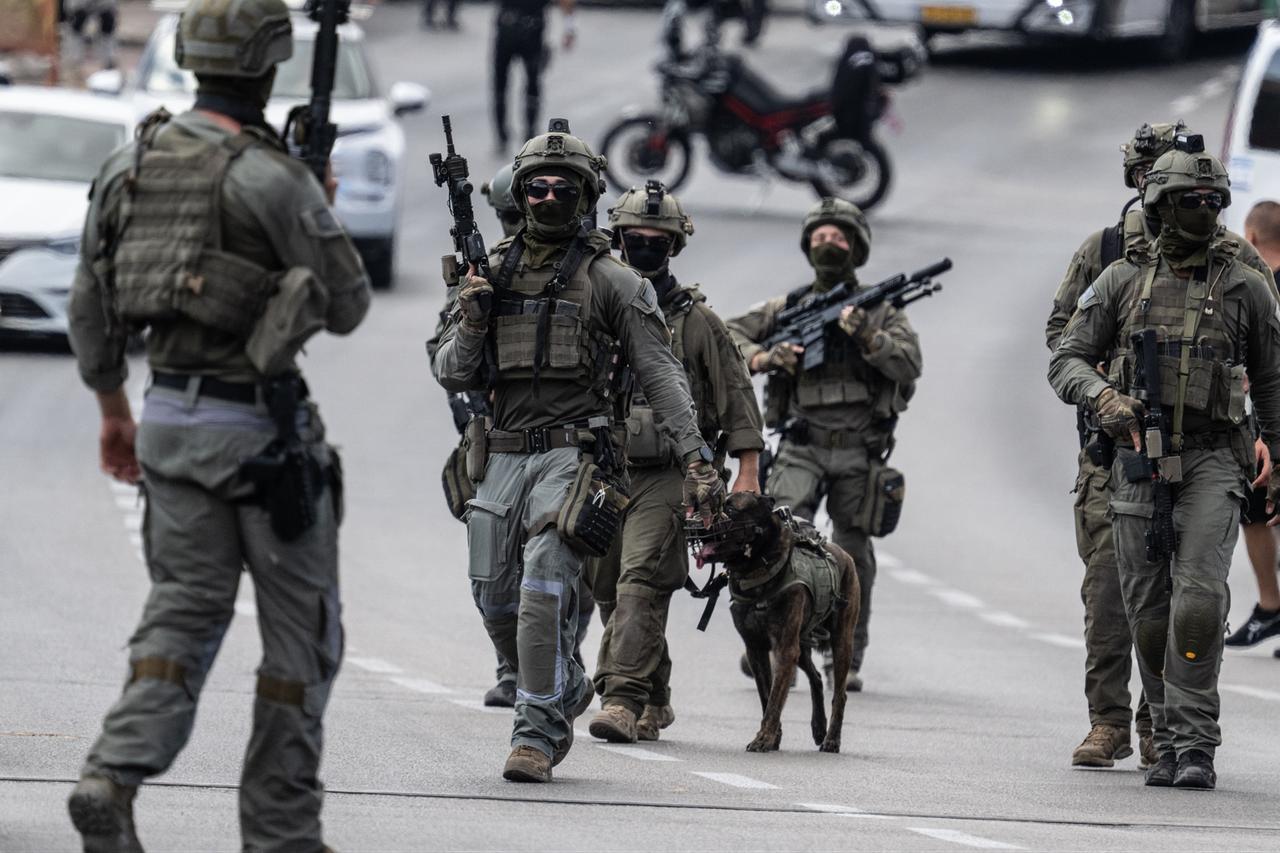 Reinforcements are dispatched to the area and roads are closed as a security precaution following an armed attack at the Ramot Junction at the entrance to East Jerusalem leaves four people dead and 15 others injured September 8, 2025. (AA Photo)