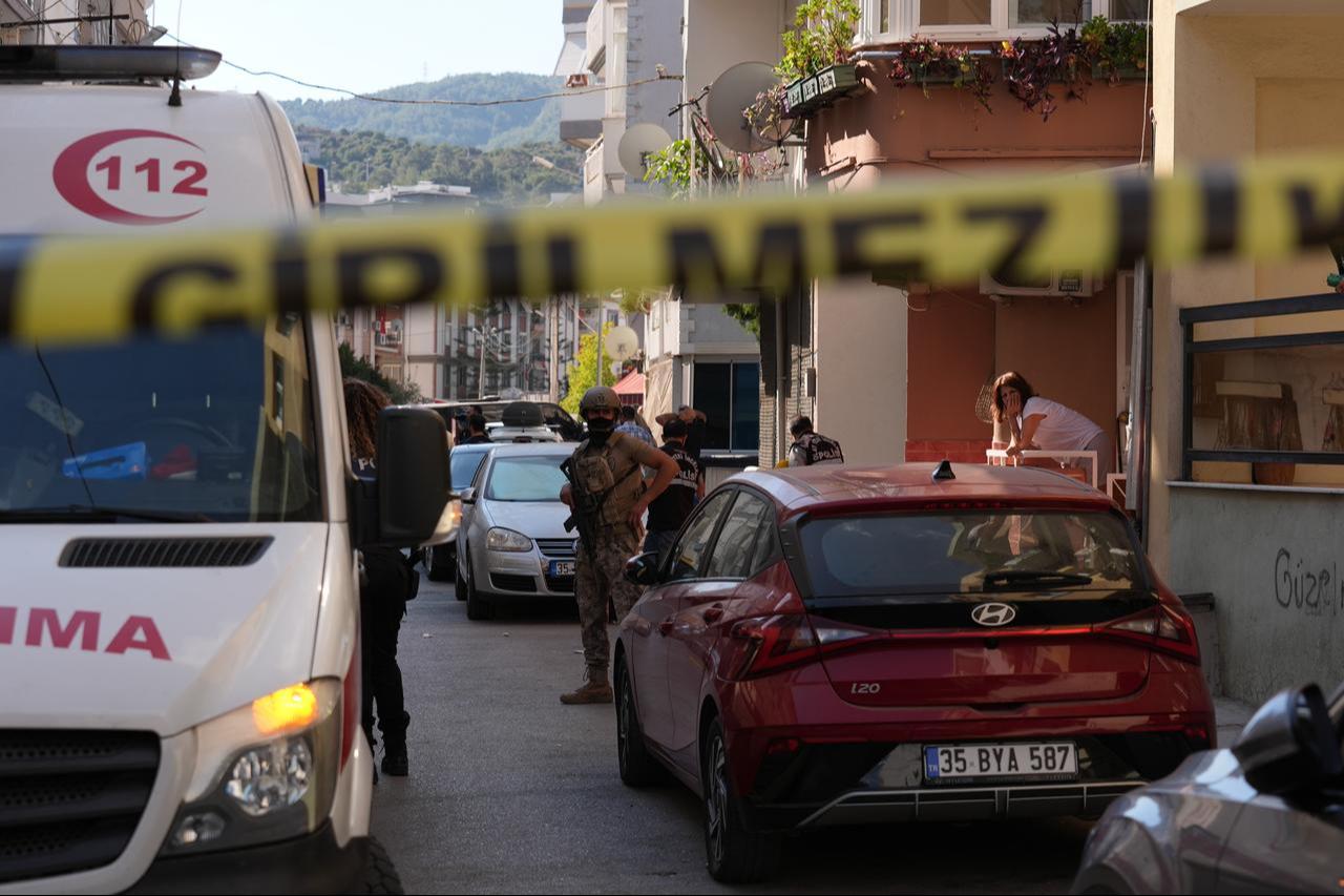 Scenes from the shotgun attack by a 16-year-old at Salih Isgoren Police Station in Izmir's Balcova district, 8 Sept. 2025. (AA Photo)