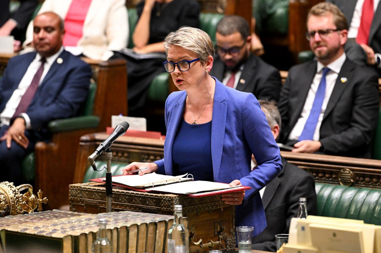Britain's Home Secretary Yvette Cooper delivering a speech on Borders and Asylum in the House of Commons in London, September 1, 2025. (Photo by House of Commons / AFP)