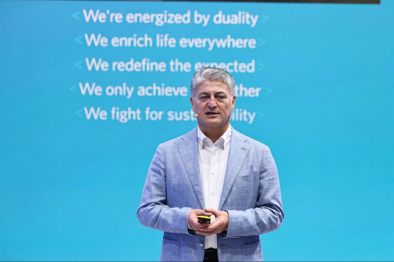 Togg CEO M. Gurcan Karakas speaks during the company’s presentation at the IAA Mobility 2025 fair in Munich, Germany, Sept. 8, 2025. (Photo via Togg)