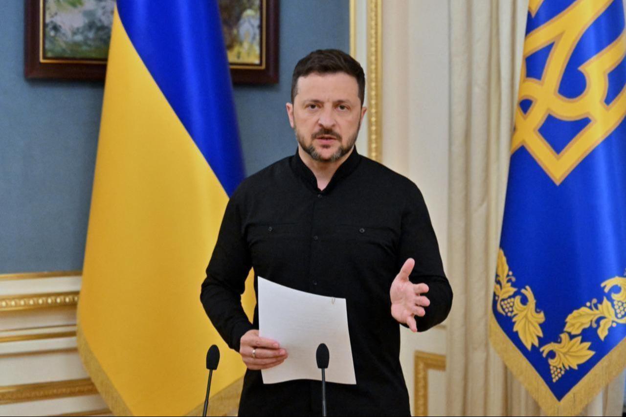 Ukraines President Volodymyr Zelenskyy speaks to media during a press briefing after his phone talks with the US president, in Kyiv, Ukraine, May 19, 2025. (AFP Photo)