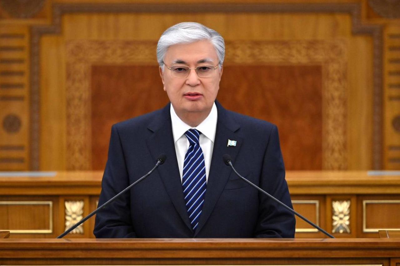 President of Kazakhstan Kassym-Jomart Tokayev delivering his speech at Kazakhstan Parliament in Astana, Kazakhstan on Sep. 2, 2024. (Courtesy of Consulate General of the Republic of Kazakhstan)