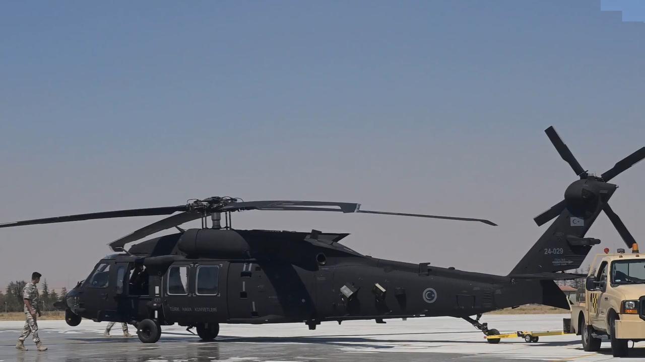 Turkish Air Force's T-70 utility helicopter during a ceremony at the 3rd Main Jet Base Command in Konya on Sept. 3, 2025. (Photo via Turkish MoD)