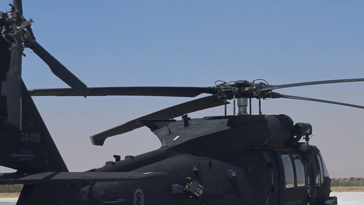 Turkish Air Force's T-70 utility helicopter during a ceremony at the 3rd Main Jet Base Command in Konya on Sept. 3, 2025. (Photo via Turkish MoD)