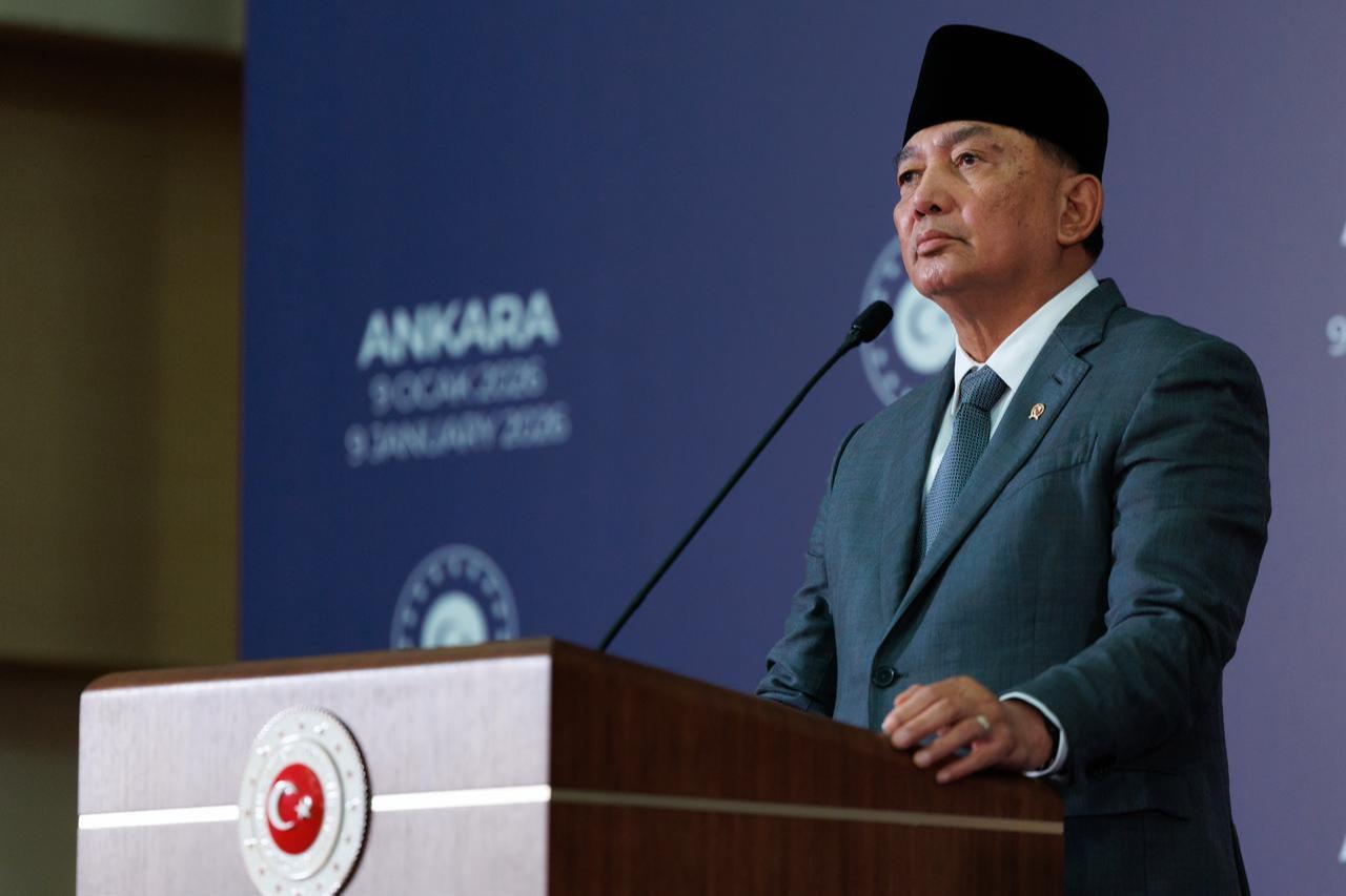 Indonesian Defense Minister Sjafrie Sjamsoeddin during a joint press conference in Ankara, Türkiye on January 9, 2026. (AA Photo)