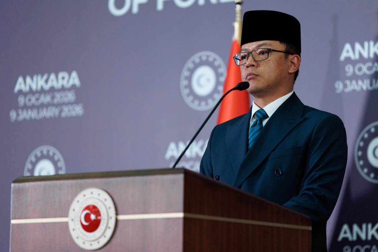 Indonesian Foreign Minister Sugiono  during a joint press conference in Ankara, Türkiye on January 9, 2026. (AA Photo)