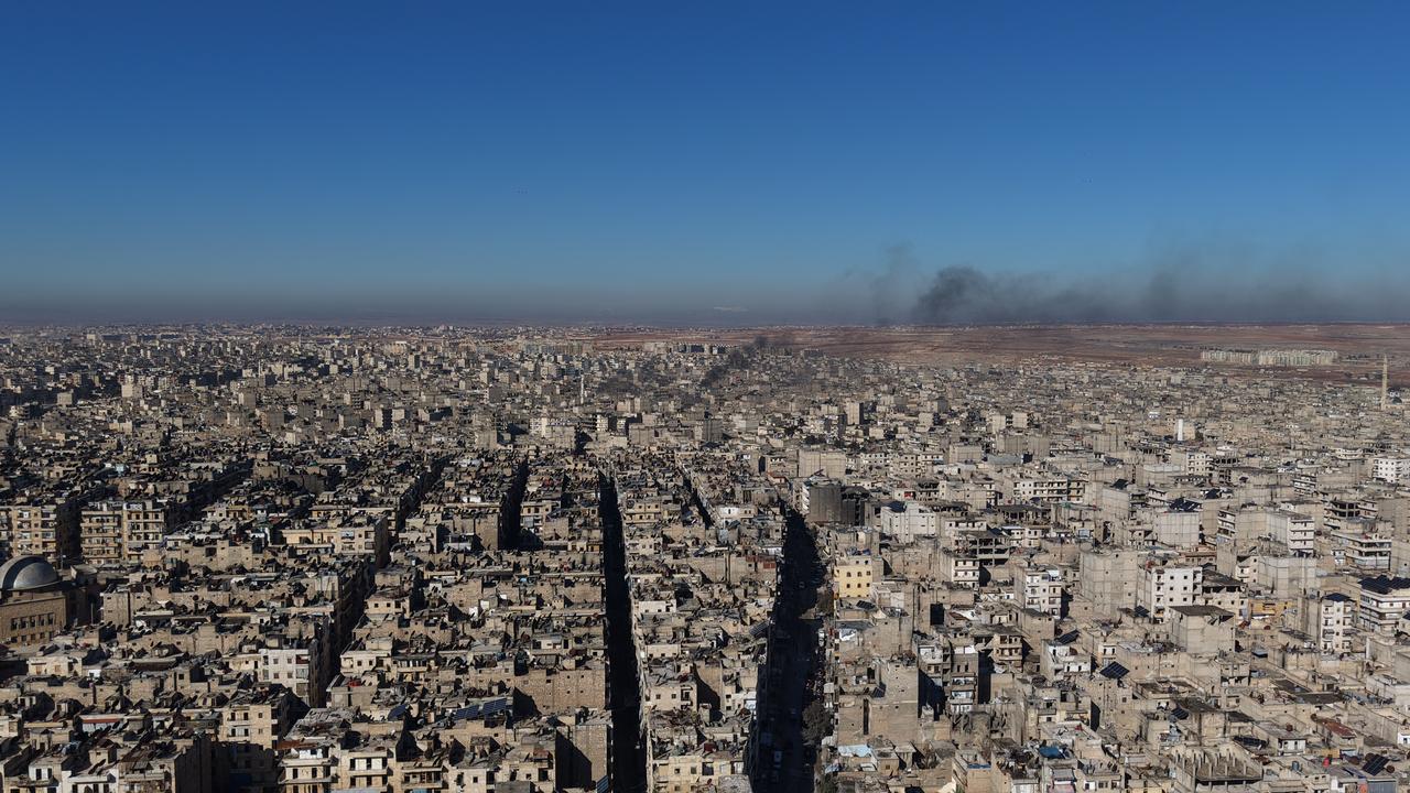Heavily damaged buildings are seen as Syrian army units announced the liberation of the last neighborhood occupied by the terrorist organization PKK/YPG, which are operating under the name SDF at the Sheikh Maqsood neighborhood in Aleppo, Syria, Jan. 10, 2026. (AA Photo)