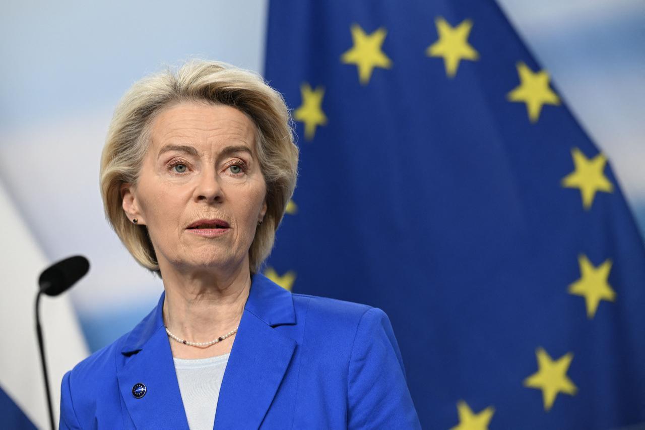European Commission President Ursula von der Leyen speaks at a press conference during the 77th session of the Nordic Council in Stockholm, Sweden, Oct.  28, 2025. (AFP Photo)