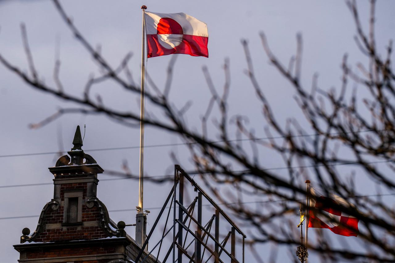The Greenlandic flag (Erfalasorput) flies on the roof of Tivoli Castle in Copenhagen, on Jan. 8, 2026. (AFP Photo)