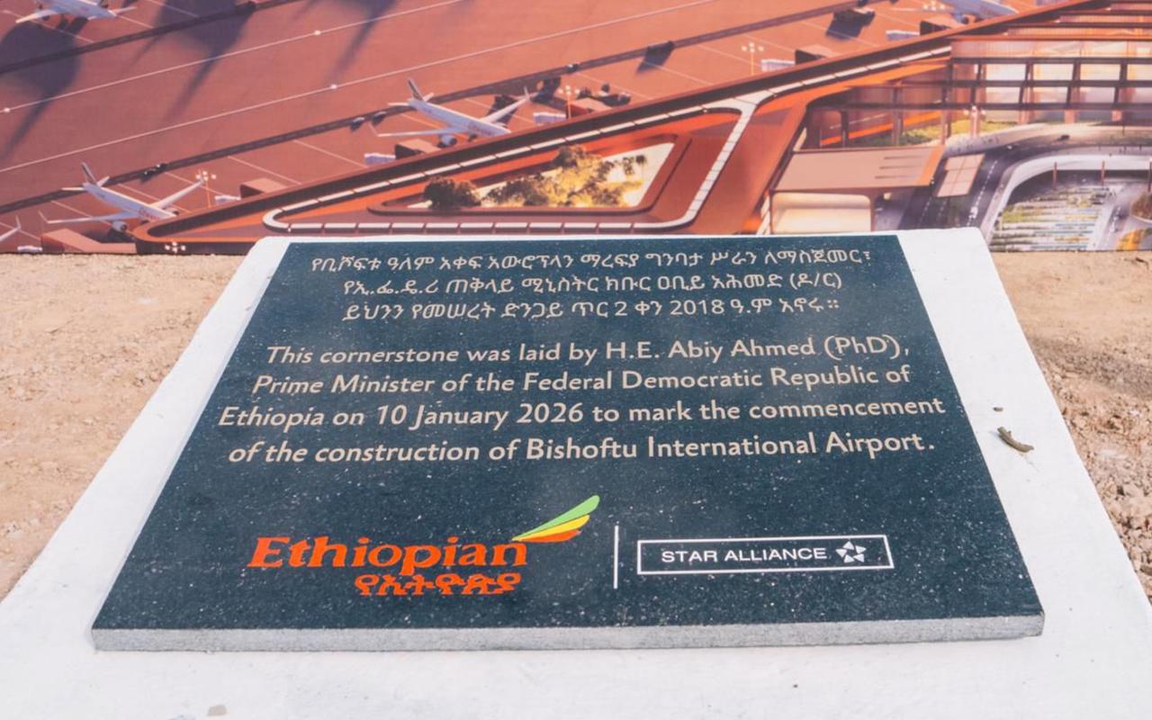 Abiy Ahmed, Prime Minister of Ethiopia, laid the foundation stone for Bishoftu International Airport in Addis Ababa on Jan. 10, 2026. ( Photo via X / @AbiyAhmedAli )