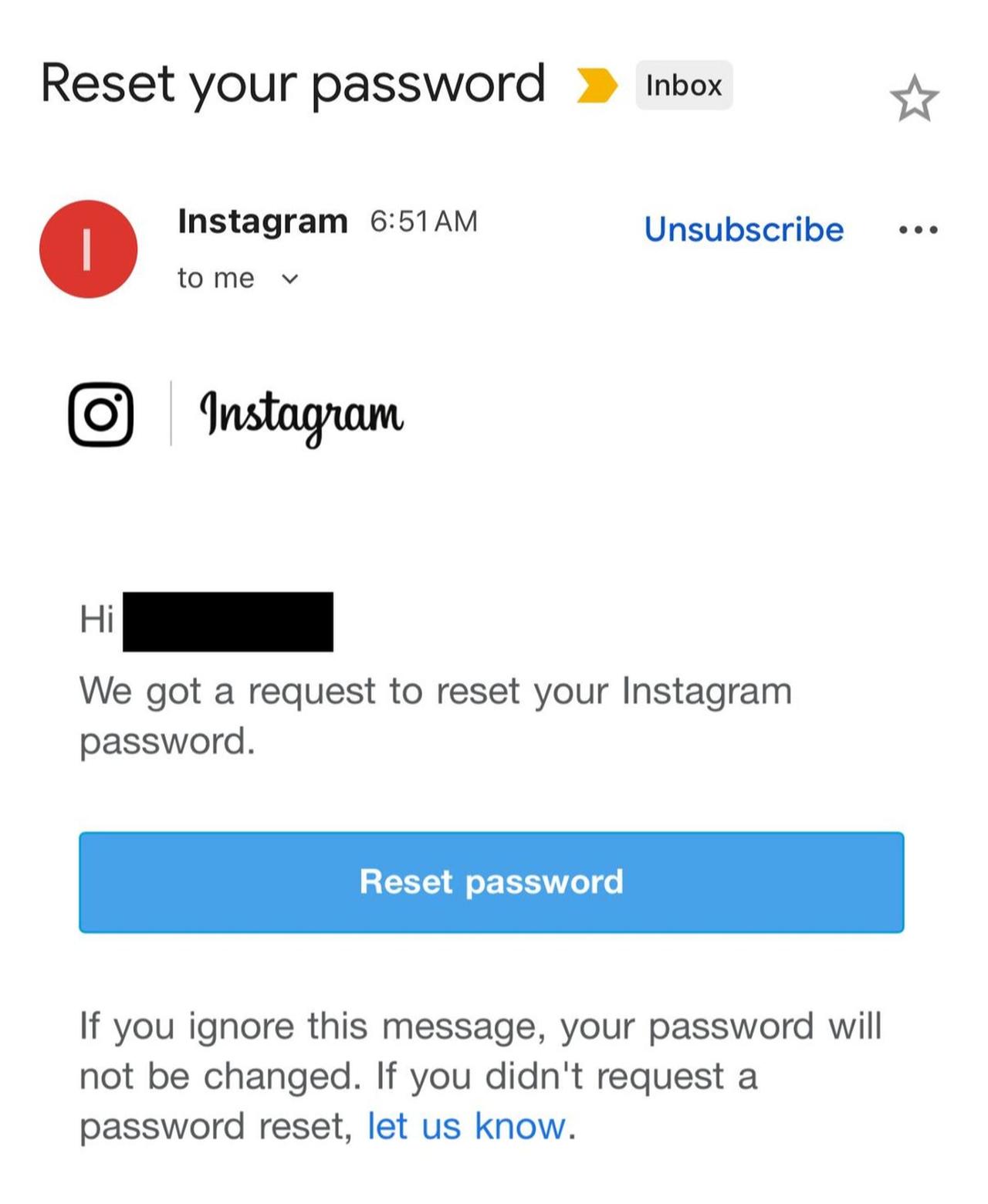 Screenshot of a legitimate-looking Instagram password reset email that was sent to users on January 8, 2026. (Image via X/@Malwarebytes)