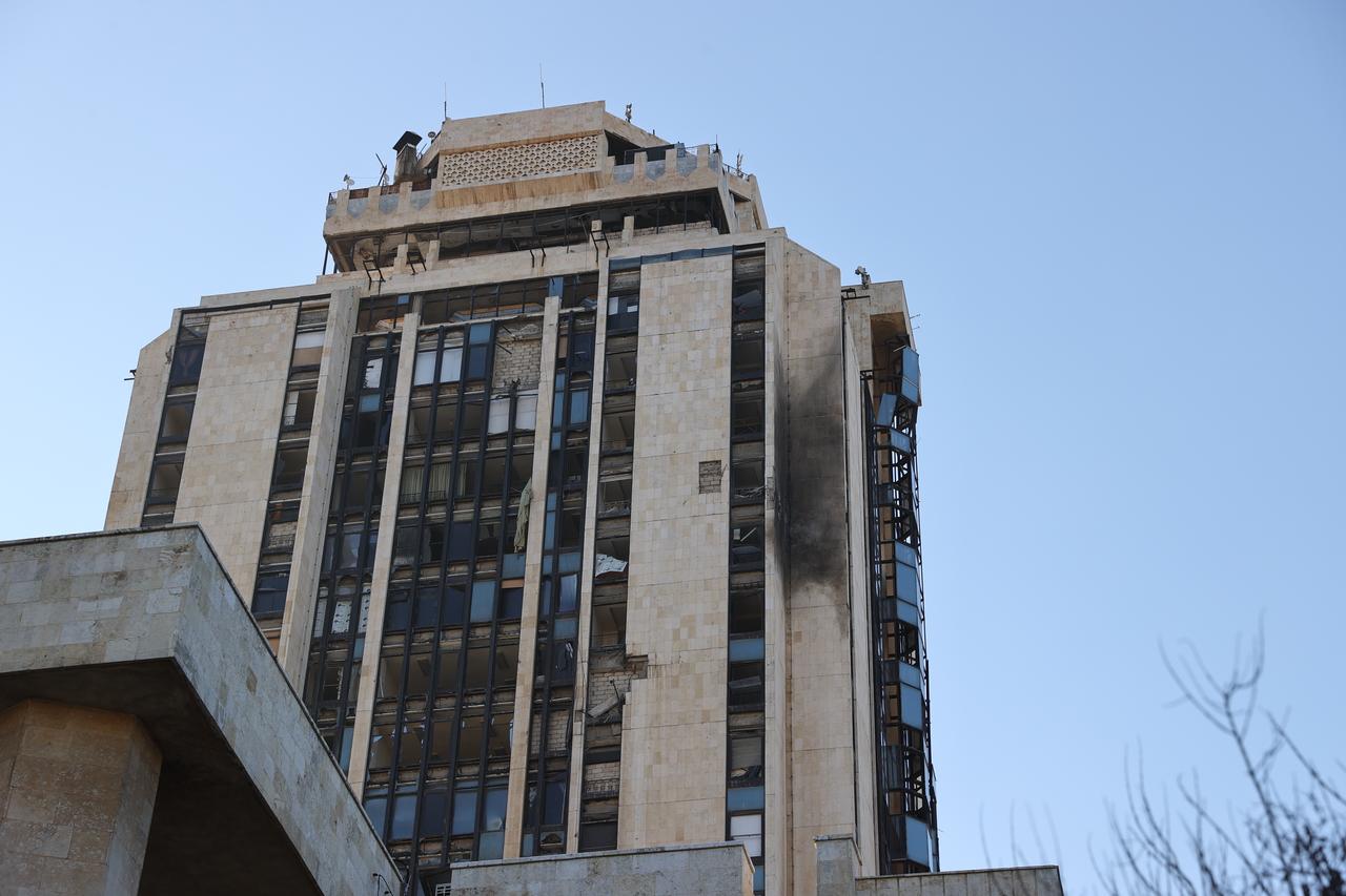 A general view of the damaged Aleppo Governorate Building after drone attack carried out by the YPG/SDF terror group using a kamikaze drone in Aleppo, Syria, Jan. 10, 2026. (AA Photo)