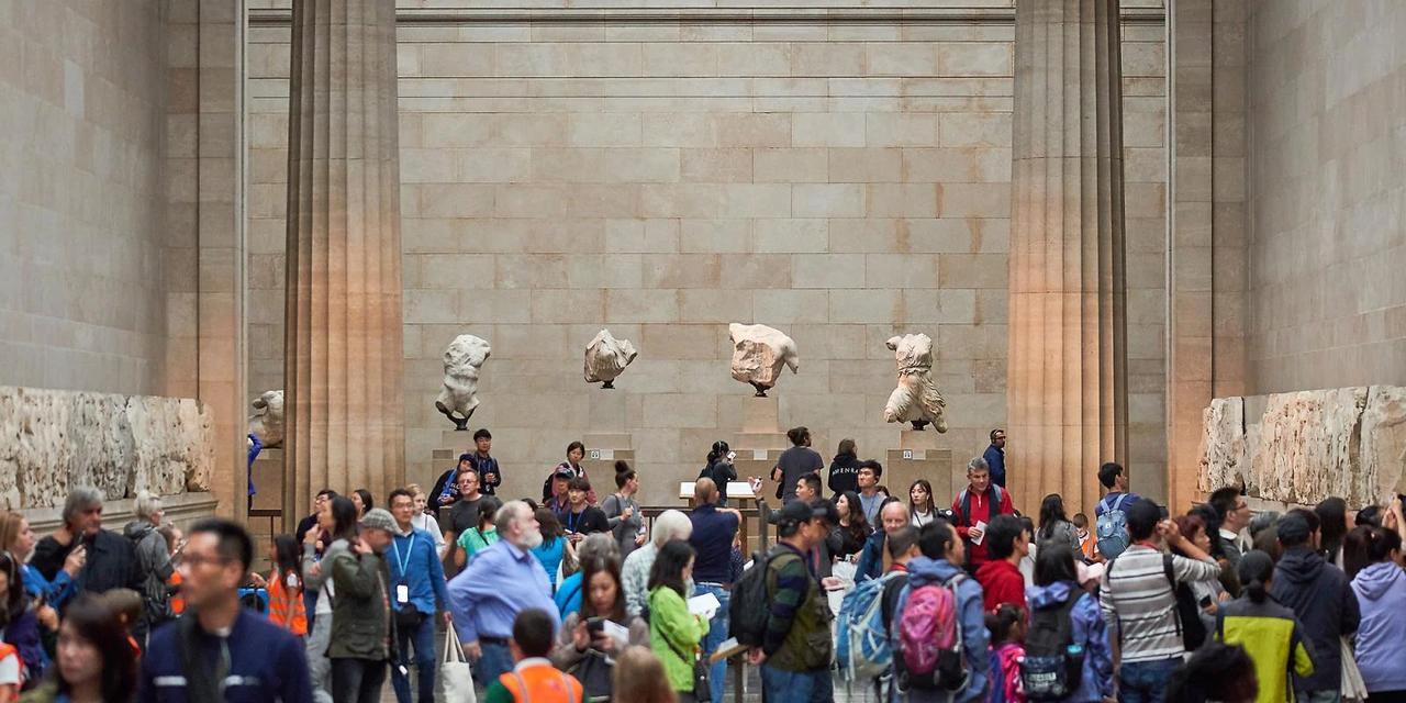The artifacts known as the Elgin Marbles or Parthenon Sculptures, taken from Greece, are on display at the museum. (Photo via the British Museum)