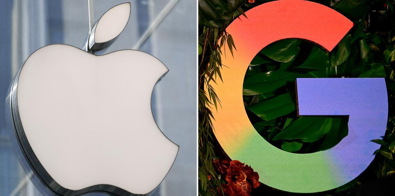 Photo combination shows the logos of U.S. technology companies Apple and Google. (AFP Photo)