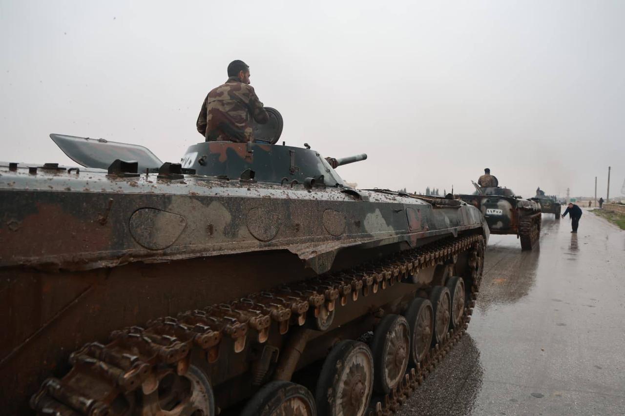 Syrian army deploys large numbers of reinforcement troops to the Meskene-Deir Hafir line, which are under control of YPG, operating under name SDF, east of Aleppo, Syria, Jan. 12, 2026. (Photo via Syrian Ministry of Defense)
