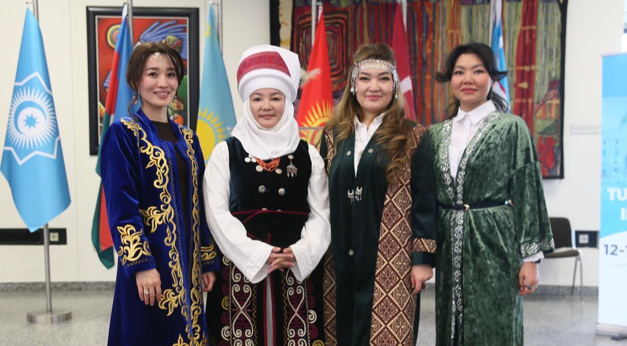 Participants wearing traditional attire from Turkic states pose for a photograph during Turkic Week at the United Nations Vienna Office, Vienna, Austria, Jan. 12, 2026. (AA Photo)