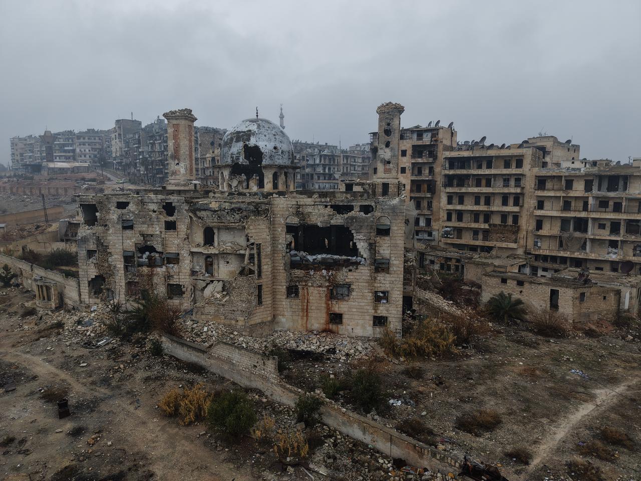 A view of destruction aftermath of clashes in Sheikh Maqsoud, the last neighborhood cleared of terrorist organization YPG, operating under name SDF in Aleppo, Syria, Jan. 12, 2026. (AA Photo)