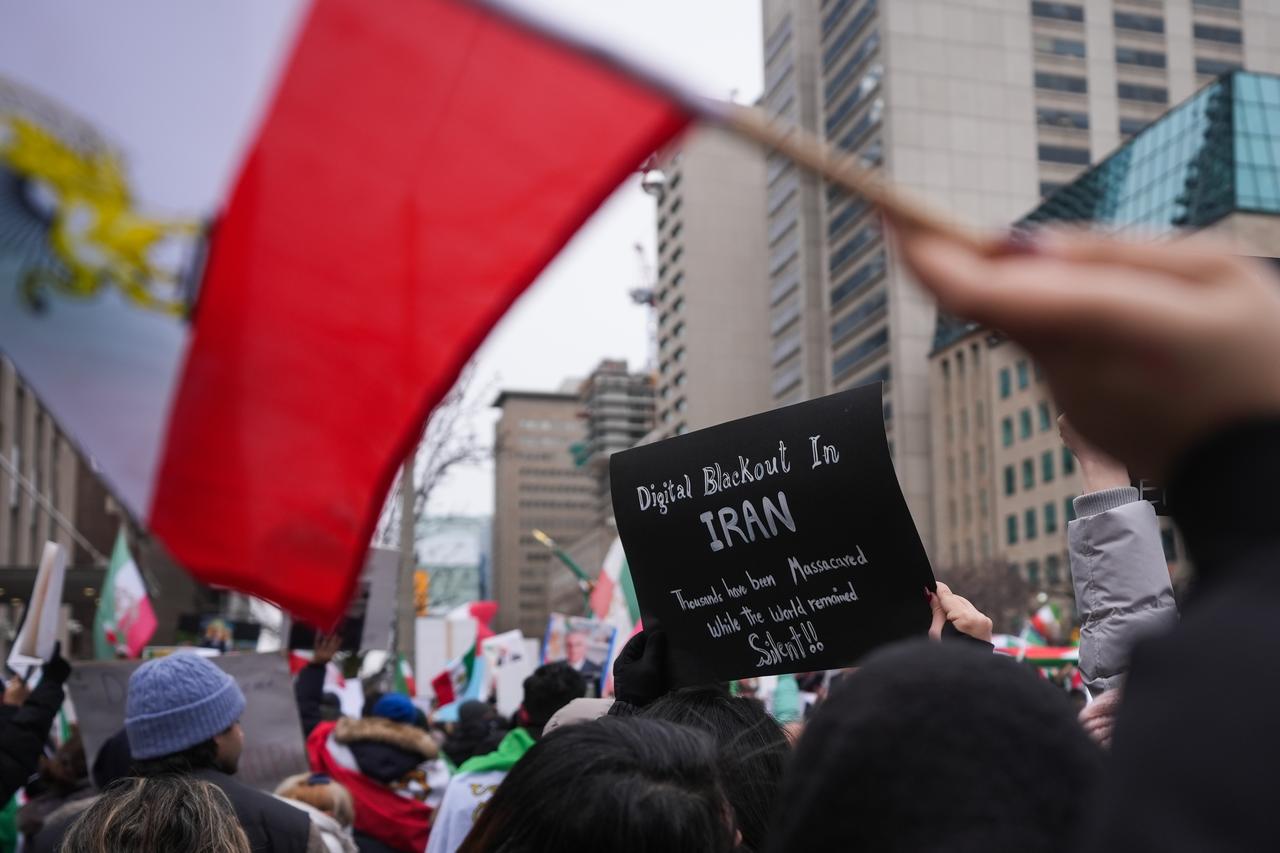 Iranian people living in Toronto attend a demonstration in solidarity with protesters in Iran, on January 13, 2026, in Toronto, Ontario, Canada. (AA Photo)