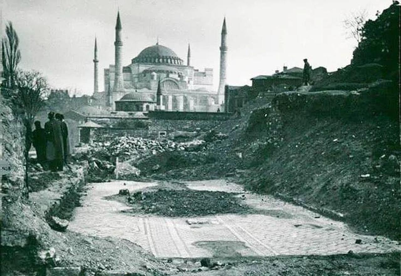 The mosaics of Istanbul, formerly known as Constantinople, were uncovered in Sultanahmet Square during extensive archaeological excavations from 1935 to 1951. (Photo via Facebook/The Archaeologist's account)