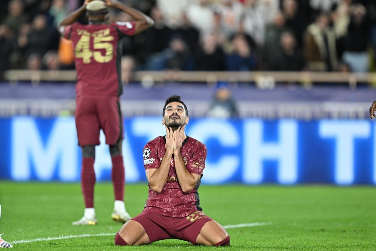 Ilkay Gundogan of Galatasaray reacts during the UEFA Champions League group stage week 6 match between Monaco and Galatasaray at Stade Louis II in Monaco, Monaco on Dec. 09, 2025. (AA Photo)