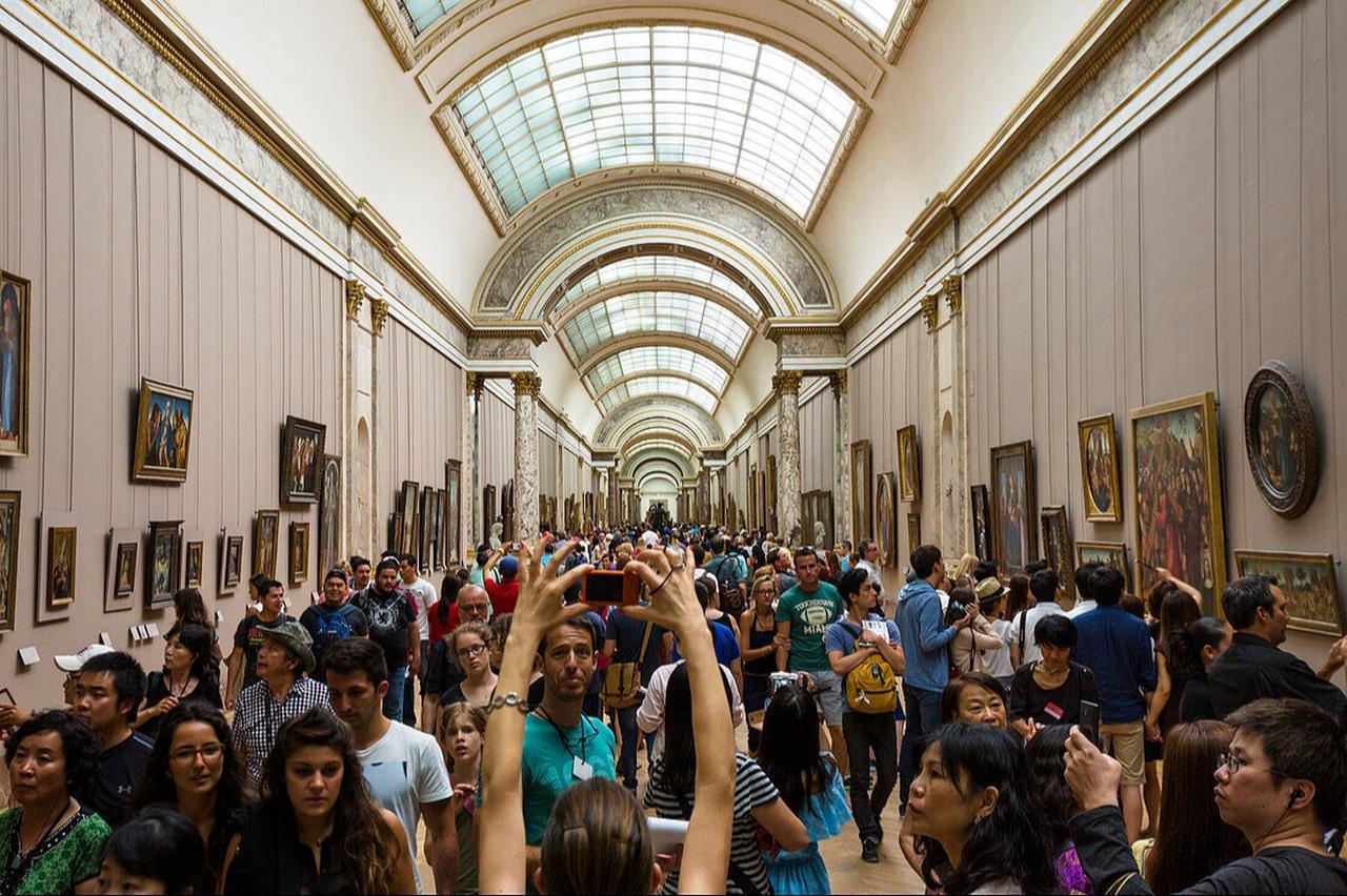 Interior view of the Louvre Museum, inside the glass pyramid, Paris, France, Sept. 6, 2014. (Photo by Konrad Wothe)