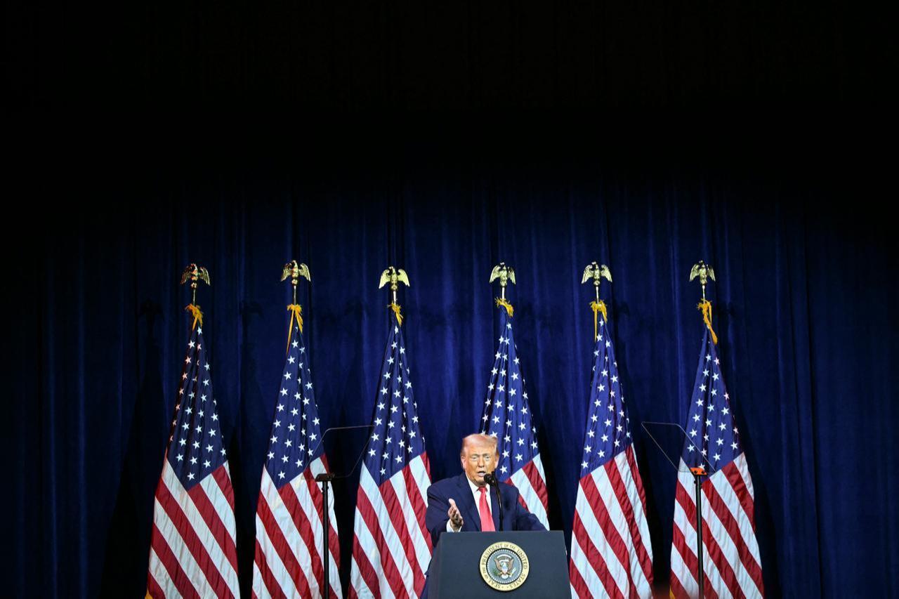 US President Donald Trump speaks during the House Republican Party (GOP) member retreat at the Kennedy Center in Washington, DC, Jan. 6, 2026. (AFP Photo)