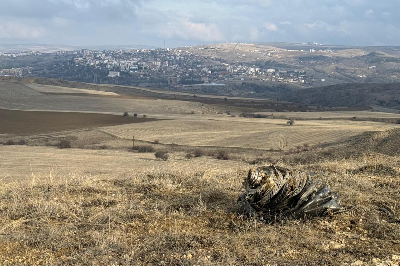 A part of the wreckage of the private jet carrying Libyan Chief of General Staff General Mohammed Ali Al-Haddad, in Ankara, Türkiye, on Dec. 24, 2025. (AA Photo)
