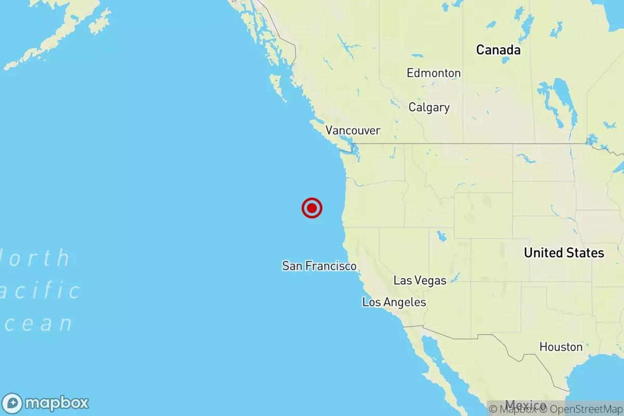 Map showing the epicenter of the earthquake near Oregon. (Quakebox)