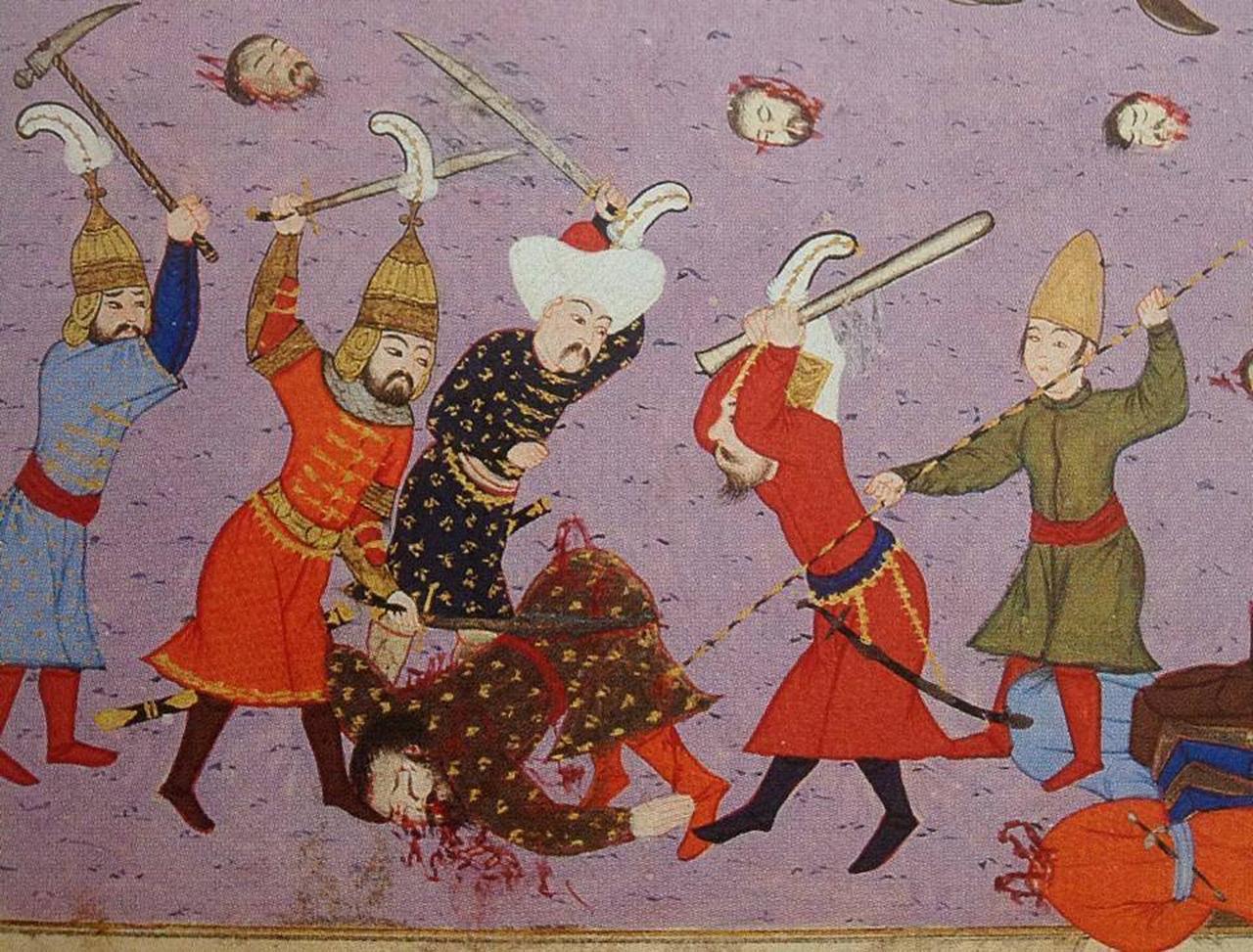 Miniature from the Hünername, painted by Nakkaş Osman between 1584 and 1588, depicts the slaying of Milos Obilic. (Image via Wikimedia)