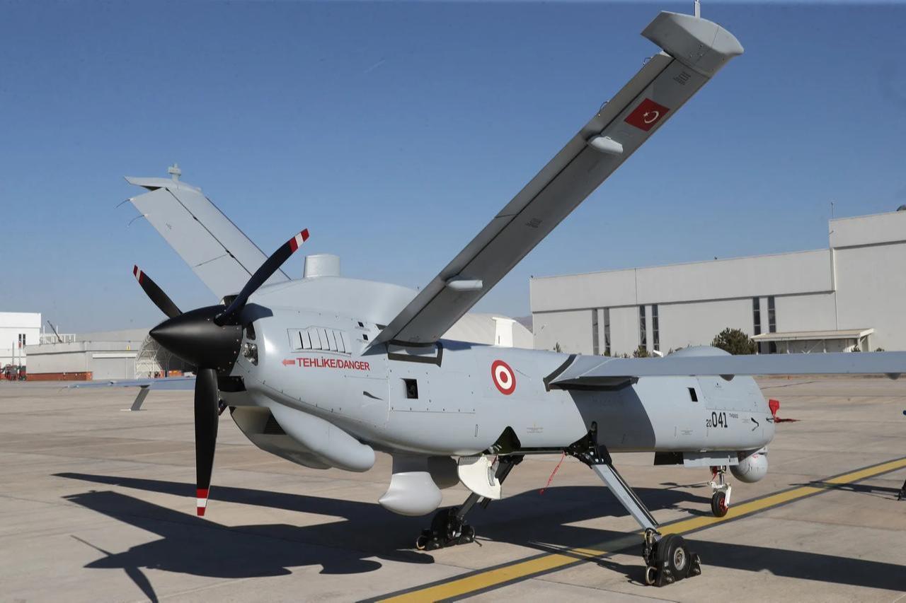 This file photo taken in Ankara on March 5, 2021 shows an Anka Drone, unmanned aerial military vehicle developed by Turkish Aerospace Industries in Ankara. (AFP Photo)