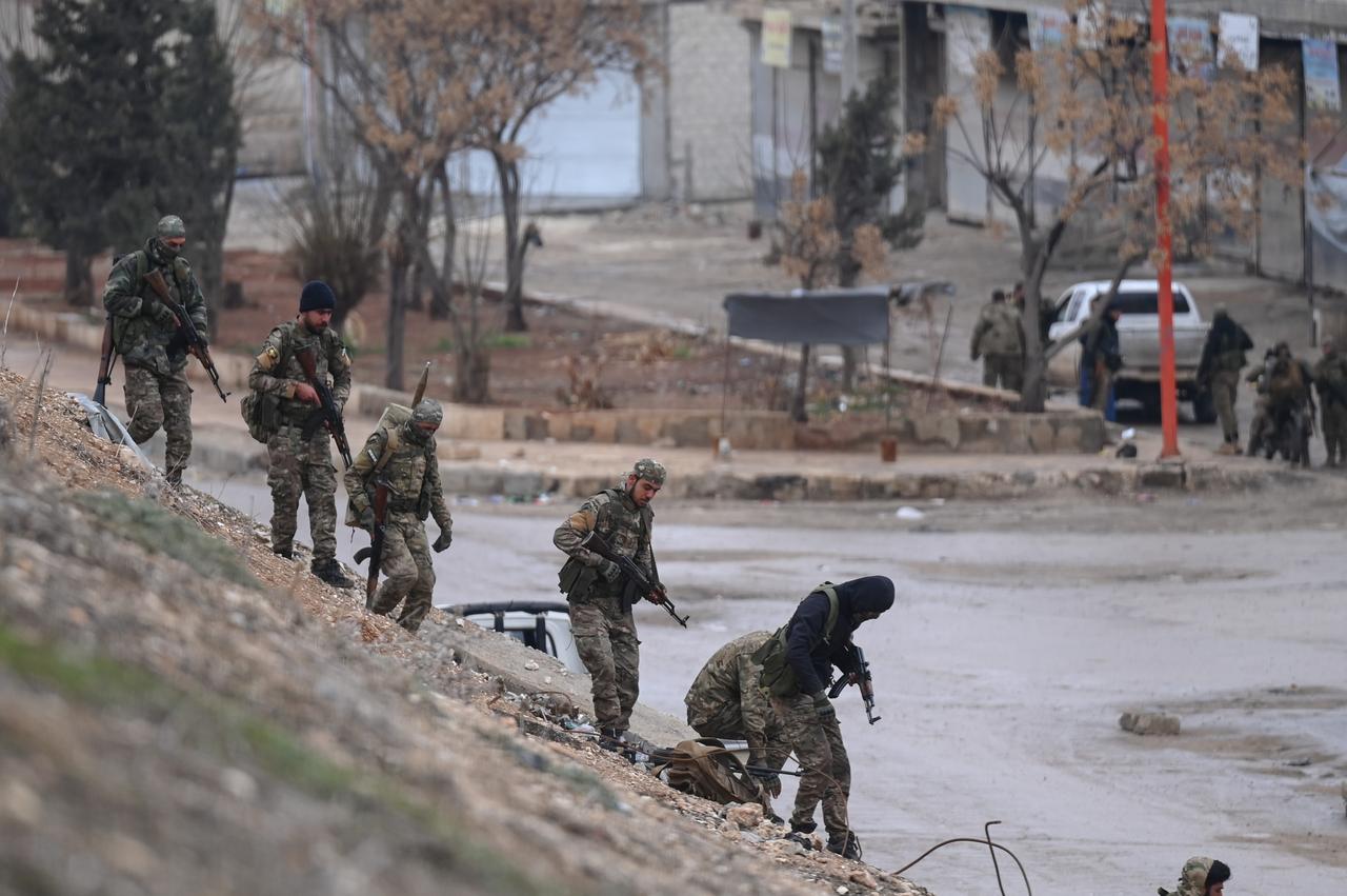 Syrian army enters Dayr Hafir after SDF withdraws following the military operation launched in west of the Euphrates River, eastern Aleppo, Syria, Jan. 17, 2026. (AA Photo)