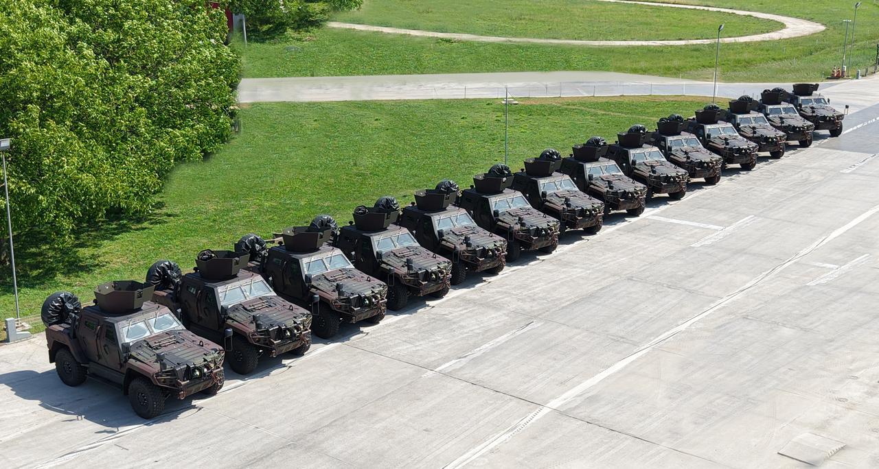 Aerial photo shows Otokar's first Cobra II vehicles, that was produced in Türkiye have arrived in Romania. (AA Photo)