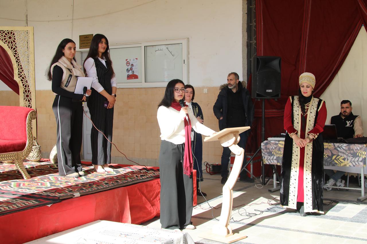 A student delivers a speech in Turkish during the Turkish Culture Day event at Tahir Sefer High School in Sousse, Tunisia, Jan. 18, 2026. (AA Photo)