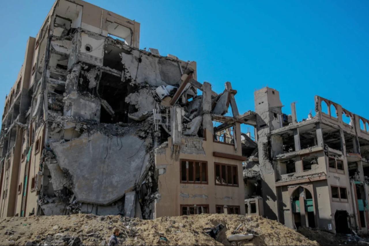 The heavily damaged Islamic University in Gaza City on 15 February 2024. (AFP Photo)