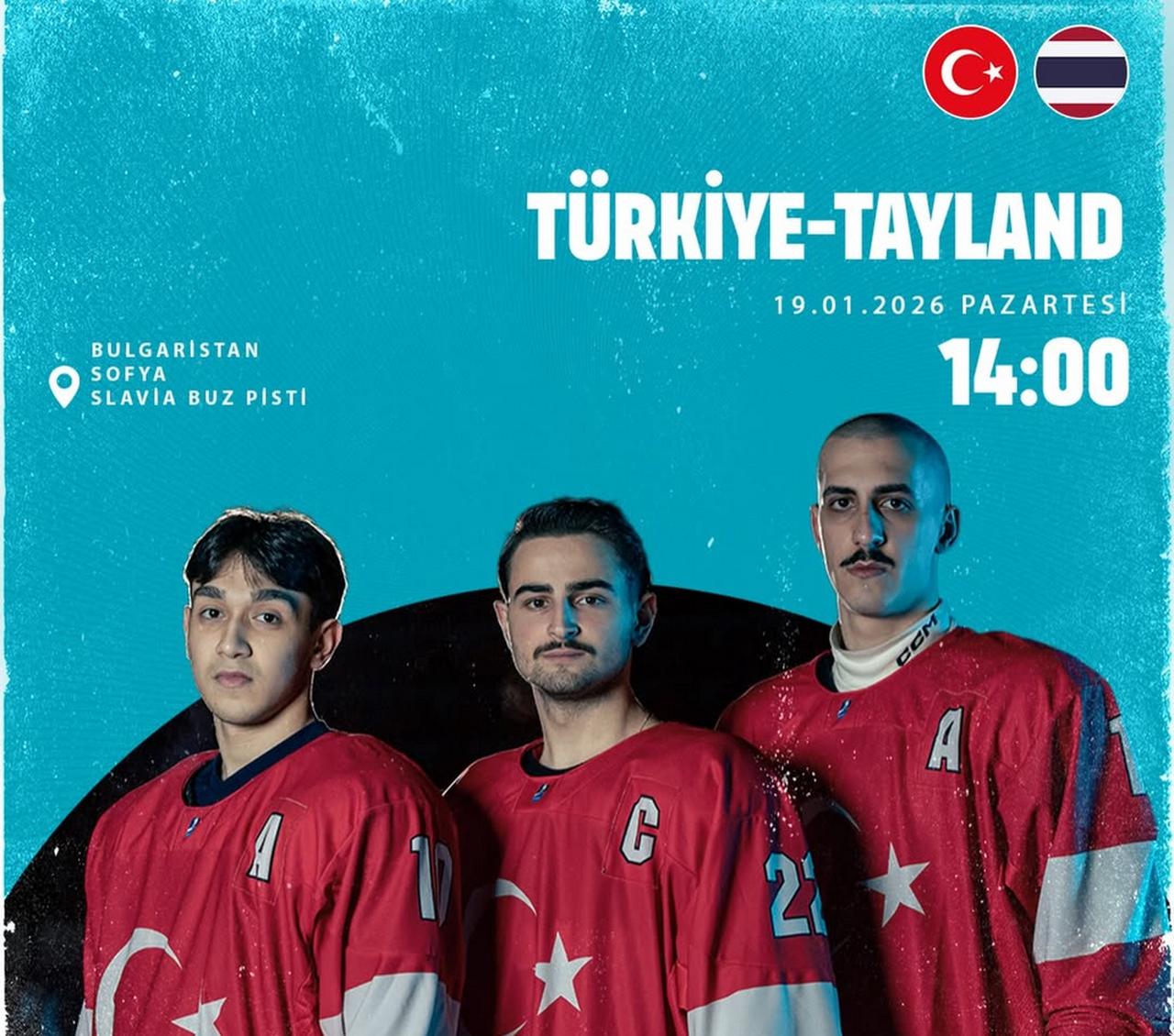 Türkiye U20 Men’s Ice Hockey National Team faces Thailand at the World Championship, Sofia, Bulgaria, January 19, 2026. (Photo via Instagram / @tbhforgtr)