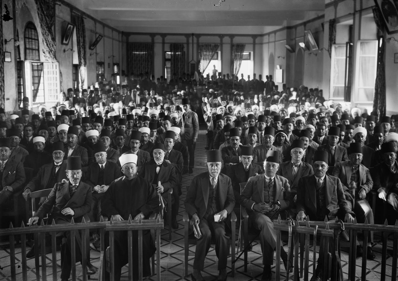 An Arab "protest gathering" against British policy in Palestine, 1929. (Photo via Wikimedia)