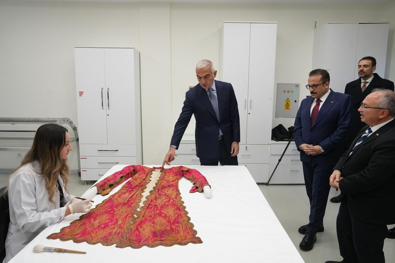 A view from Culture and Tourism Minister Mehmet Nuri Ersoy’s visit to the conservation laboratory in Ankara, Türkiye, Jan. 1, 2026. (IHA Photo)