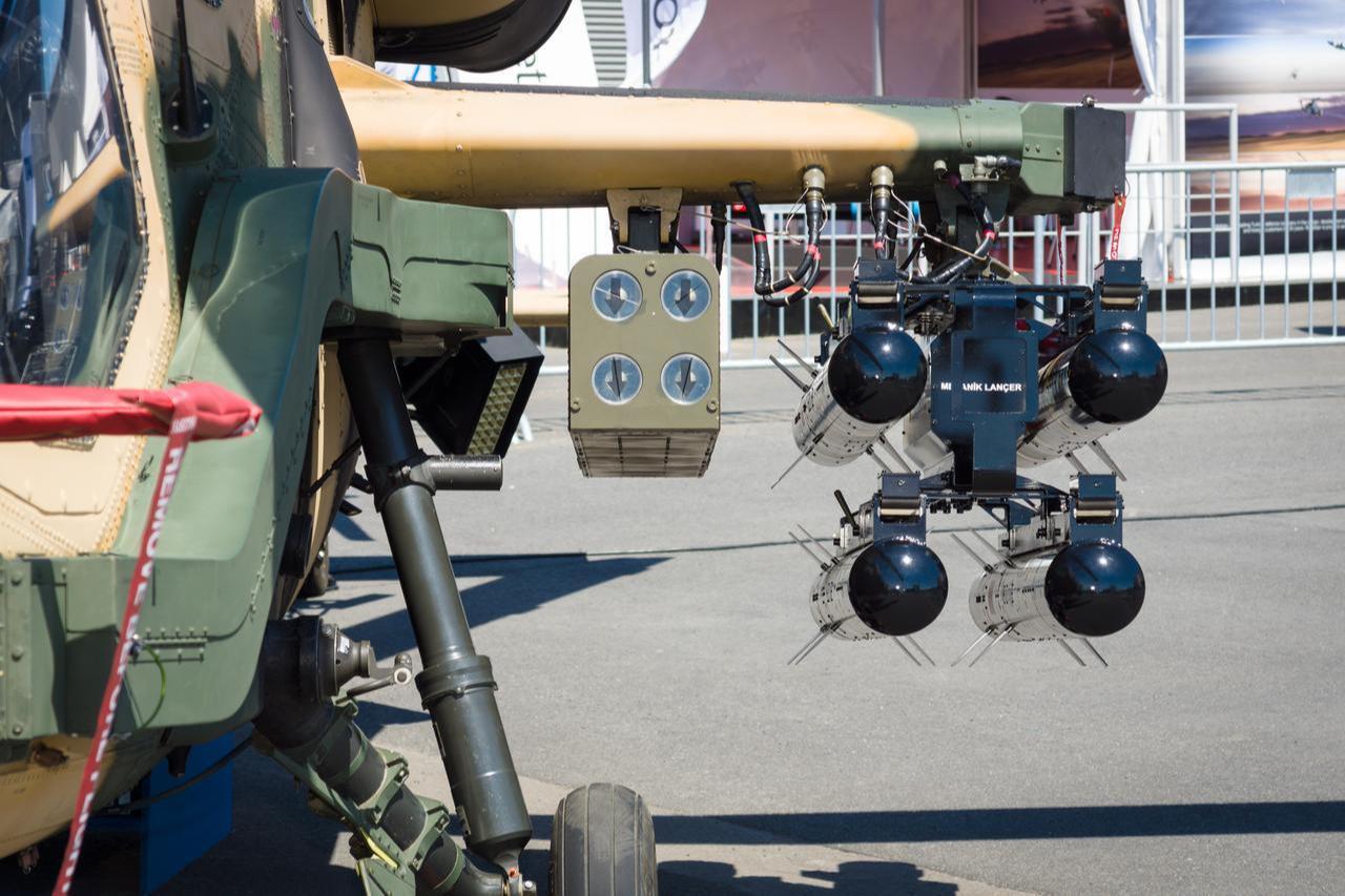 Armament of attack helicopter TAI-AgustaWestland T129 ATAK during exhibition ILA Berlin Air Show 2014, Berlin, Germany, May. 21, 2014. (Adobe Stock Photo)