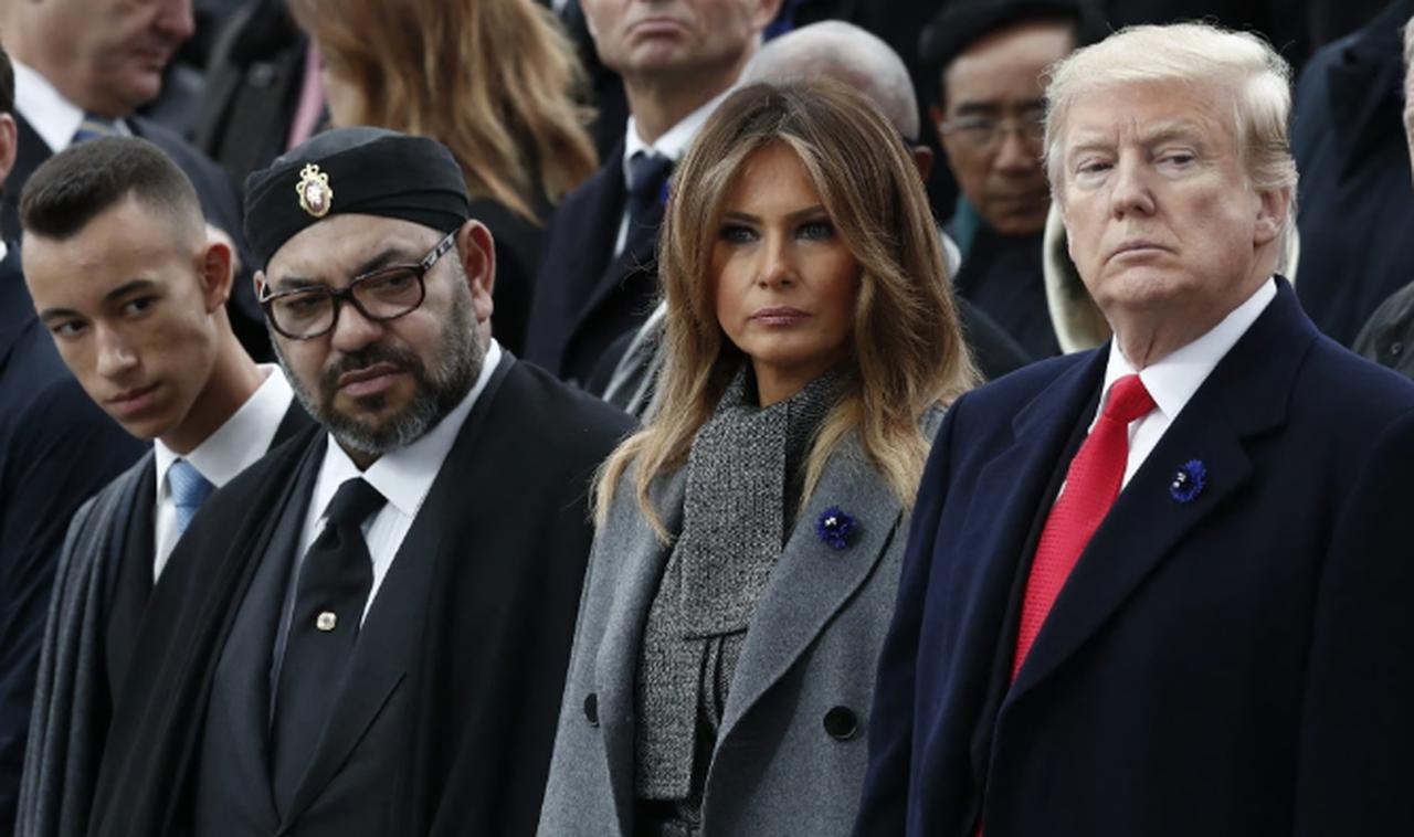 Moroccan King Mohammed VI, US First Lady Melania Trump, and US President Donald Trump ( AFP Photo )
