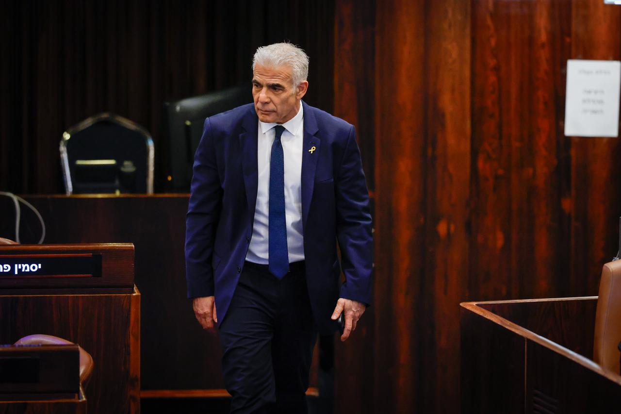 Israeli opposition leader Yair Lapid during a debate at the Knesset in western Jerusalem, Jan. 19, 2026. (Photo via Israeli Parliament)