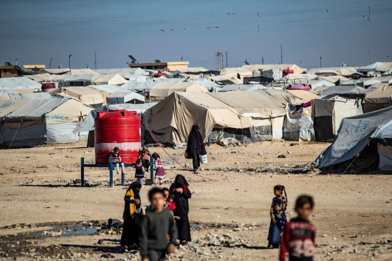 Refugees, mostly women and children, are seen at the al-Hol camp in Syria at an undated time. (Photo via Amnesty International)