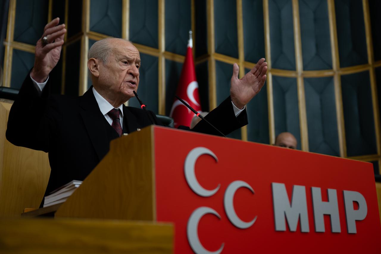 Türkiye's Nationalist Movement Party (MHP) leader Devlet Bahceli attends his party's group meeting at the Turkish Parliament in Ankara, Türkiye, Jan. 20, 2026. (AA Photo)