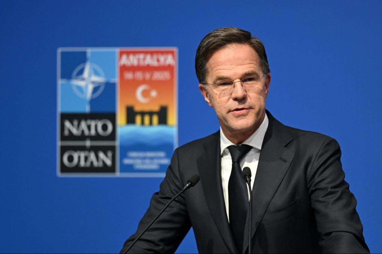 NATO Secretary General Mark Rutte answers questions of press following NATO Foreign Ministers Informal Meeting at the NEST Congress Center in Belek, Antalya, Türkiye on May 15, 2025. (AA Photo)