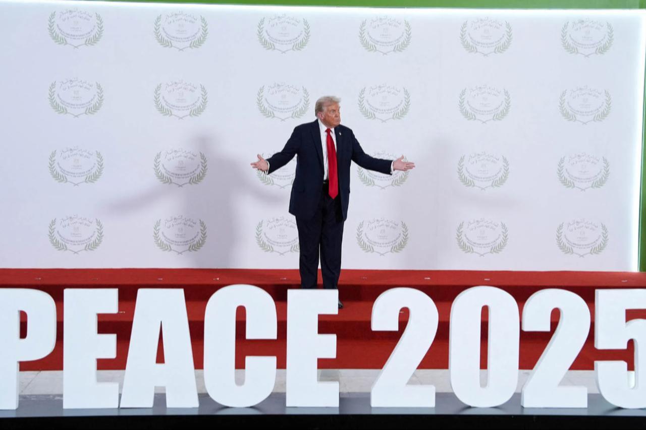 President Donald Trump at the Gaza International Peace Summit, in Sharm el-Sheikh, Egypt, October 13, 2025. (AFP Photo )
