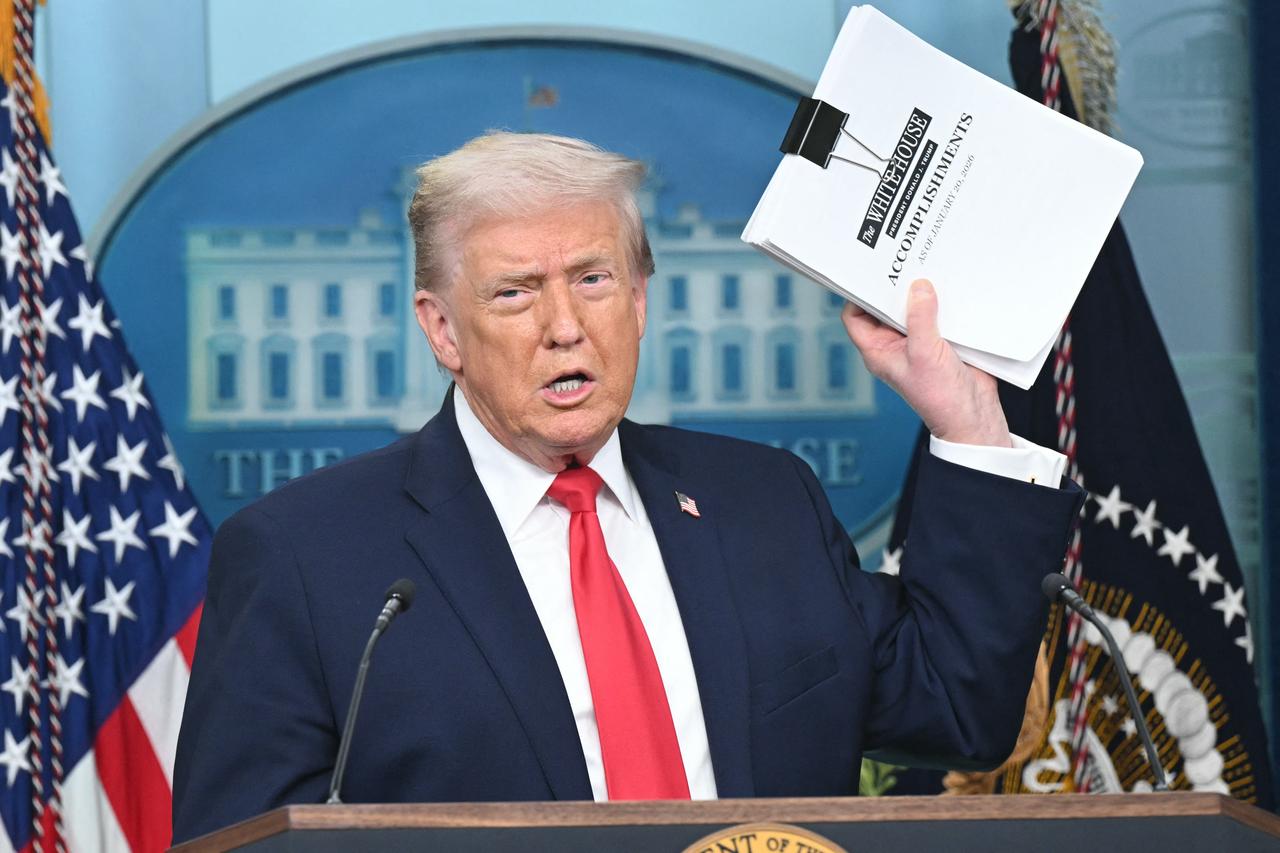 U.S. President Donald Trump speaks during the daily briefing in the Brady Briefing Room of the White House in Washington, DC, on Jan. 20, 2026. (AFP Photo)
